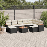 vidaXL 9-delige Loungeset met kussens poly rattan zwart