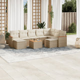 vidaXL 9-delige Loungeset met kussens poly rattan zwart
