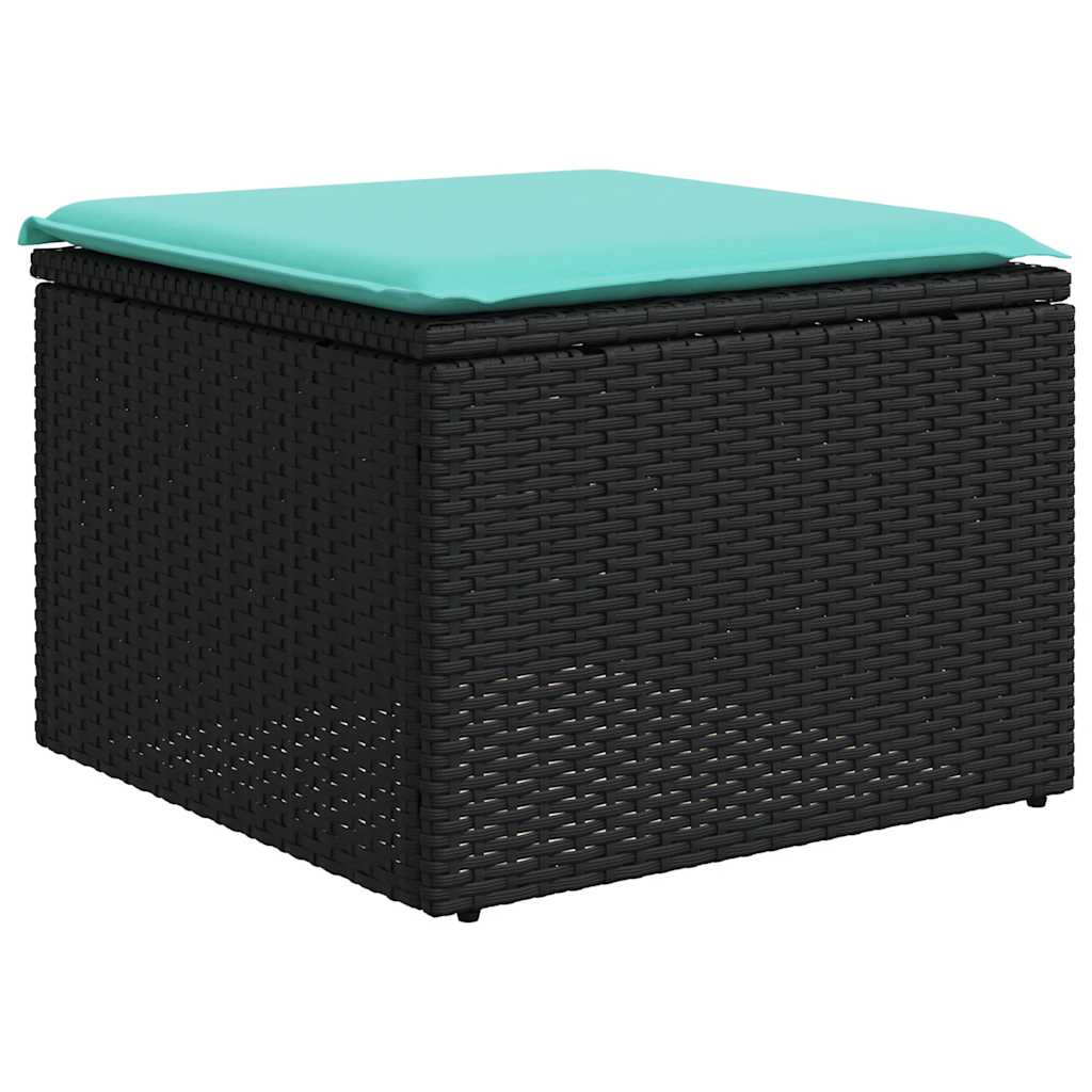 vidaXL 11-Piece Garden Lounge Set with Cushions, Black Poly Rattan