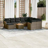 vidaXL 11-delige Loungeset met kussens poly rattan zwart