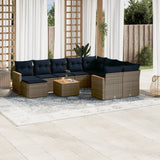 vidaXL 11-Piece Garden Lounge Set with Cushions, Black Poly Rattan