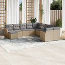 vidaXL 11-delige Loungeset met kussens poly rattan zwart