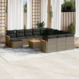 vidaXL 12-Piece Lounge Set with Cushions Poly Rattan Black