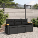vidaXL 3-Piece Lounge Set with Cushions Poly Rattan Black