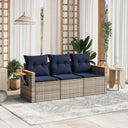 vidaXL 3-Piece Lounge Set with Cushions Poly Rattan Black