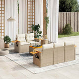 vidaXL 6-delige Loungeset met kussens poly rattan zwart