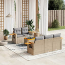 vidaXL 6-delige Loungeset met kussens poly rattan zwart