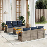 vidaXL 7-delige Loungeset met kussens poly rattan zwart