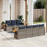 vidaXL 8-delige Loungeset met kussens poly rattan zwart