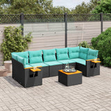 vidaXL 8-delige Loungeset met kussens poly rattan zwart