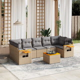 vidaXL 8-delige Loungeset met kussens poly rattan zwart