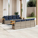 vidaXL 9-delige Loungeset met kussens poly rattan zwart