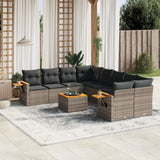 vidaXL 9-delige Loungeset met kussens poly rattan zwart