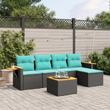 vidaXL 5-delige Loungeset met kussens poly rattan zwart