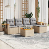 vidaXL 5-delige Loungeset met kussens poly rattan zwart