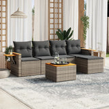 vidaXL 5-delige Loungeset met kussens poly rattan zwart