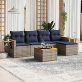 vidaXL 5-delige Loungeset met kussens poly rattan zwart