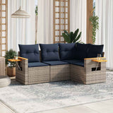 vidaXL 4-delige Loungeset met kussens poly rattan zwart