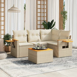 vidaXL 4-delige Loungeset met kussens poly rattan zwart