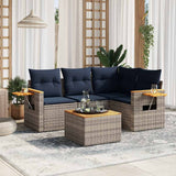 vidaXL 4-delige Loungeset met kussens poly rattan zwart