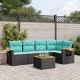 vidaXL 5-delige Loungeset met kussens poly rattan zwart