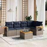 vidaXL 5-delige Loungeset met kussens poly rattan zwart
