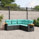 vidaXL 5-delige Loungeset met kussens poly rattan zwart
