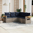 vidaXL 5-delige Loungeset met kussens poly rattan zwart
