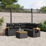 vidaXL 5-delige Loungeset met kussens poly rattan zwart