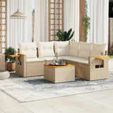 vidaXL 5-delige Loungeset met kussens poly rattan zwart