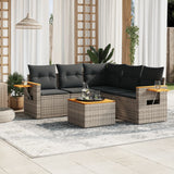 vidaXL 5-delige Loungeset met kussens poly rattan zwart