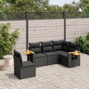 vidaXL 5-delige Loungeset met kussens poly rattan zwart