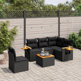 vidaXL 5-delige Loungeset met kussens poly rattan zwart