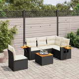 vidaXL 5-delige Loungeset met kussens poly rattan zwart
