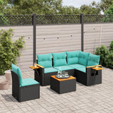 vidaXL 5-delige Loungeset met kussens poly rattan zwart