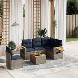 vidaXL 5-delige Loungeset met kussens poly rattan zwart