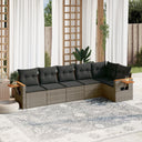 vidaXL 6-delige Loungeset met kussens poly rattan zwart