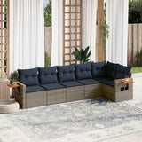 vidaXL 6-delige Loungeset met kussens poly rattan zwart
