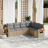 vidaXL 6-delige Loungeset met kussens poly rattan zwart