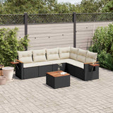 vidaXL 6-delige Loungeset met kussens poly rattan zwart