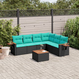 vidaXL 6-delige Loungeset met kussens poly rattan zwart