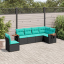 vidaXL 6-delige Loungeset met kussens poly rattan zwart
