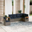 vidaXL 6-delige Loungeset met kussens poly rattan zwart