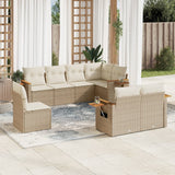 vidaXL 8-delige Loungeset met kussens poly rattan zwart