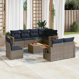 vidaXL 8-Piece Poly Rattan Lounge Set with Cushions Black