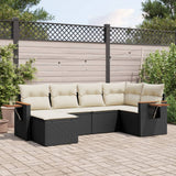 vidaXL 6-delige Loungeset met kussens poly rattan zwart