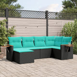 vidaXL 6-delige Loungeset met kussens poly rattan zwart