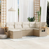 vidaXL 6-delige Loungeset met kussens poly rattan zwart