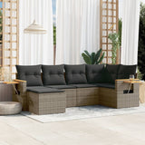 vidaXL 6-delige Loungeset met kussens poly rattan zwart