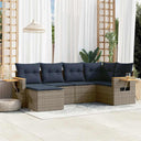 vidaXL 6-delige Loungeset met kussens poly rattan zwart
